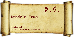 Urbán Irma névjegykártya