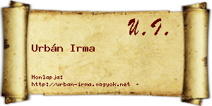 Urbán Irma névjegykártya